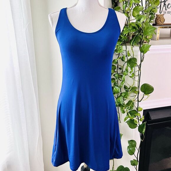 MICHAEL KORS Azure Blue Stretchy Skater Dress with Built in Bra - Size XS - Picture 1 of 9